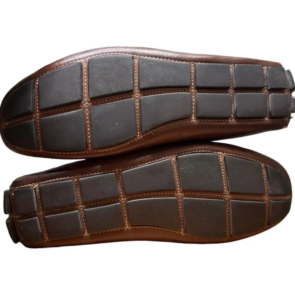 VIA SPIGA Drive Along Men's 9.5 Brown Genuine Leather Driving Casual Shoes